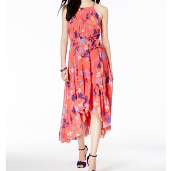 Vince Camuto Dresses & Skirts - Vince Camuto Ruffled Floral Print High-Low Dress